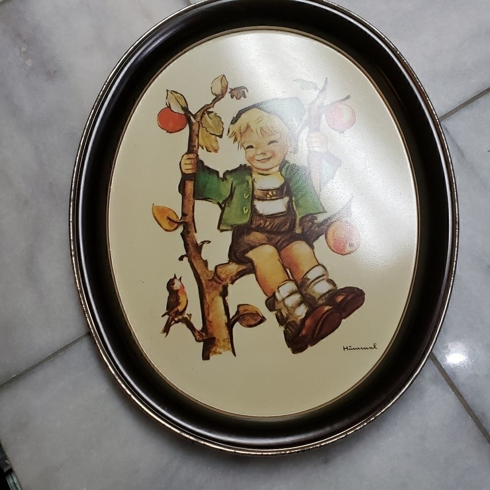 1982 Vintage Ars Edition Hummel Apple Tree Boy Metal Oval Tray